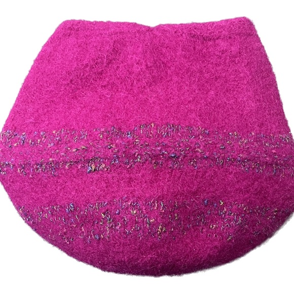 Artisan Handmade Bucket Bag Tote Purse Wool Felted fuchsia Bohemian Hobo - Picture 4 of 8